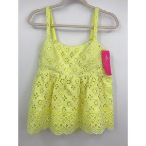 Lilly Pulitzer Michela Eyelet Cami Yellow Size 8 NEW
